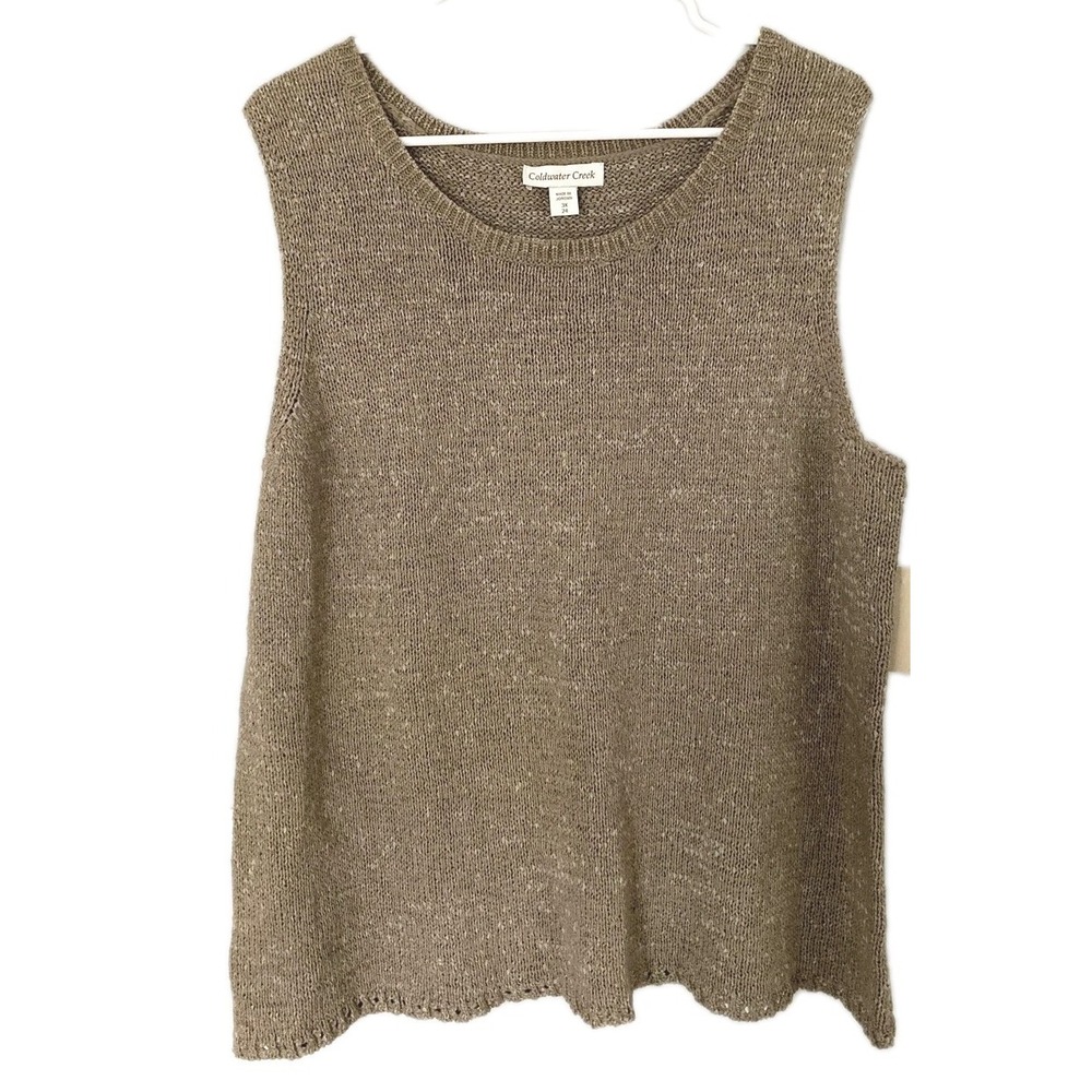 Coldwater Creek Sweater Vest Women 3X Brown Wear With All Shell Scoop Neck NWT